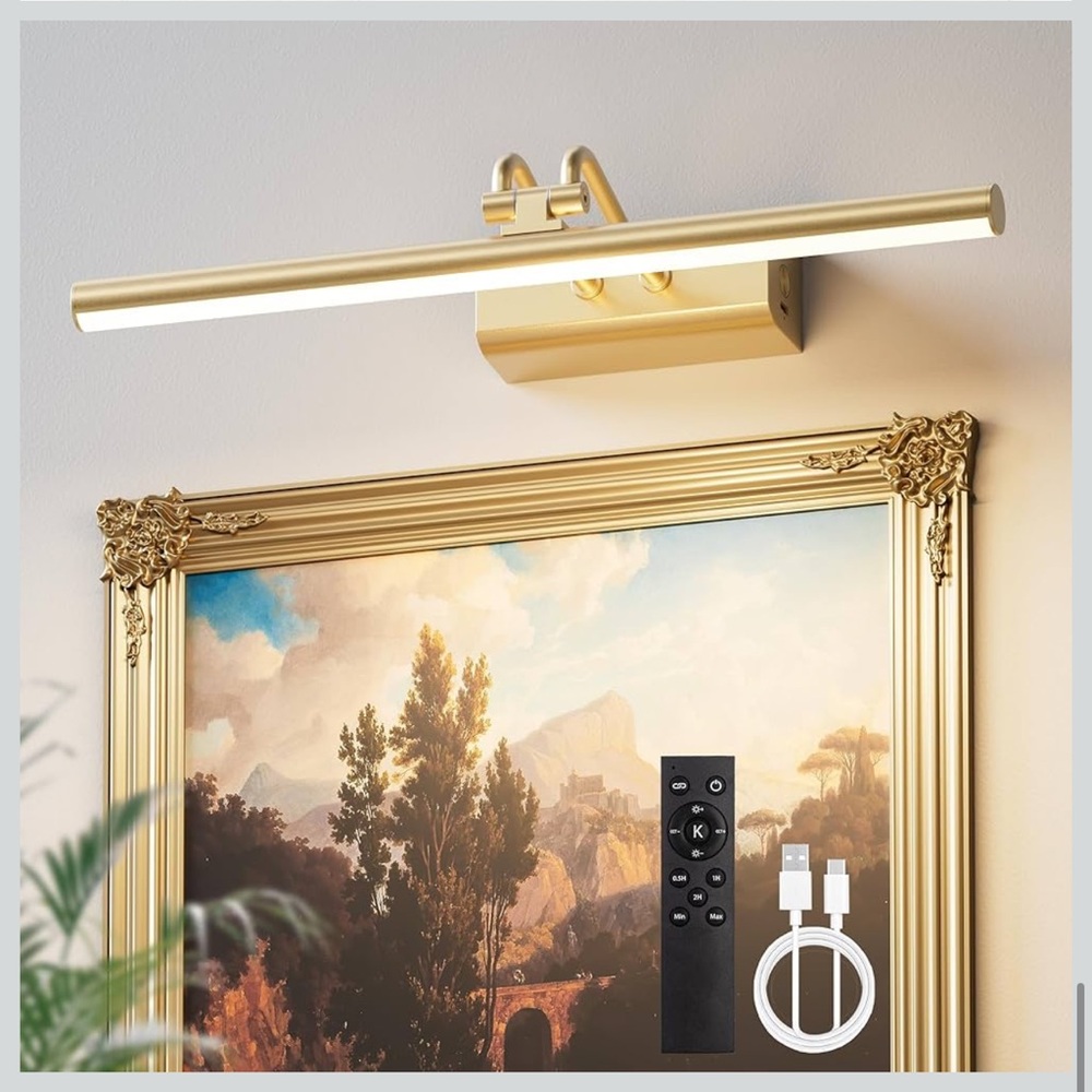 Battery operated picture light for wall 4000mah cordless wall lamp for painting
